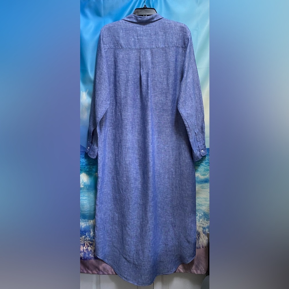 Frank & Eileen Rory Long Sleeve Linen Shirtdress dress Size: M FAMOUS BLUE - Picture 8 of 14